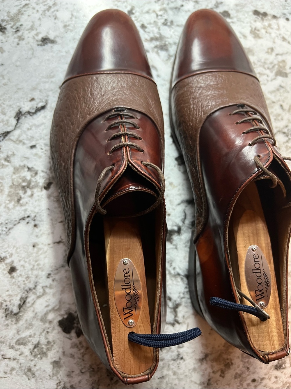 Moreschi for Russell & Bromley Men's Cap Toe Oxfords Brown Textured leatherUS8.5